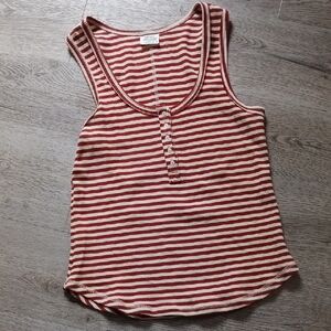 Boutique Striped Brick Red and Cream Tank Top Size L NWOT in Original Packaging